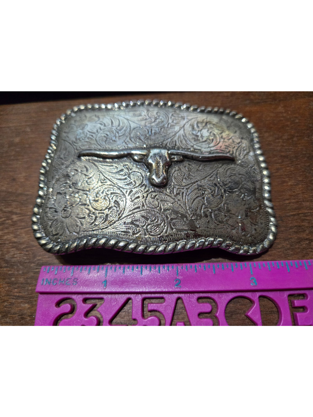 Western Americana Longhorn Silver Tone Ornate Metal Belt Buckle